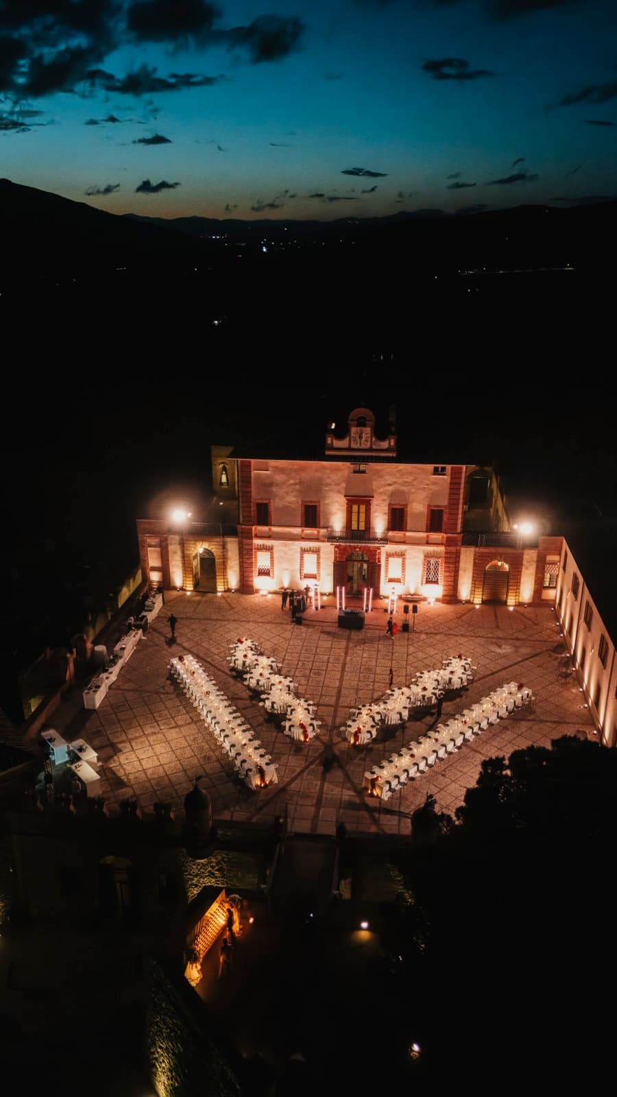 Vista aerea drone di una location matrimoni in Italia