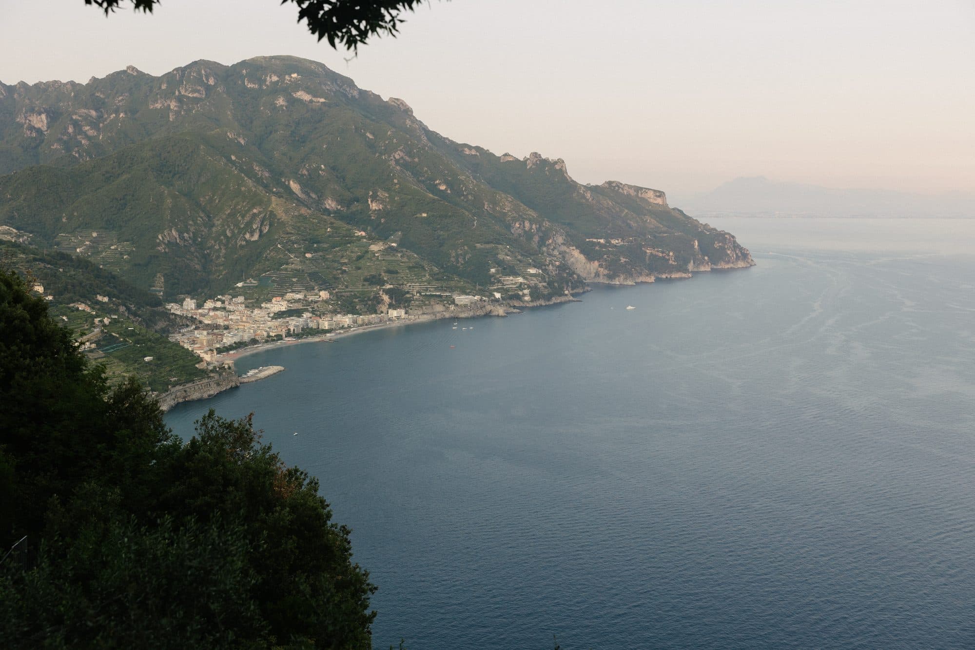 The coast beyond Sorrento at sunset